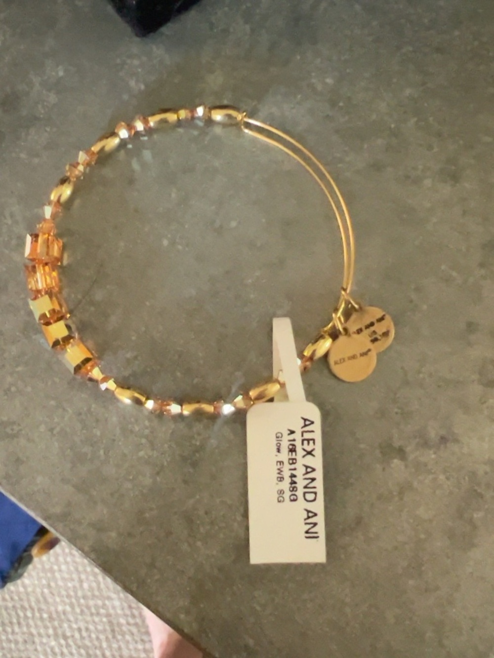 Alex and Ani Glow Swarovski Crystal Beaded Bangle Shiny Gold NWT